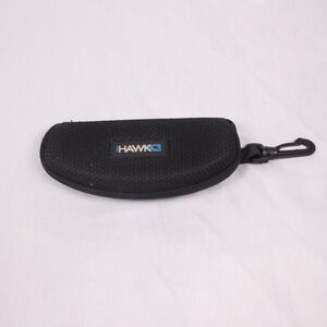 Hawk Hard Shell Zippered Eyeglass Case Black With Clip